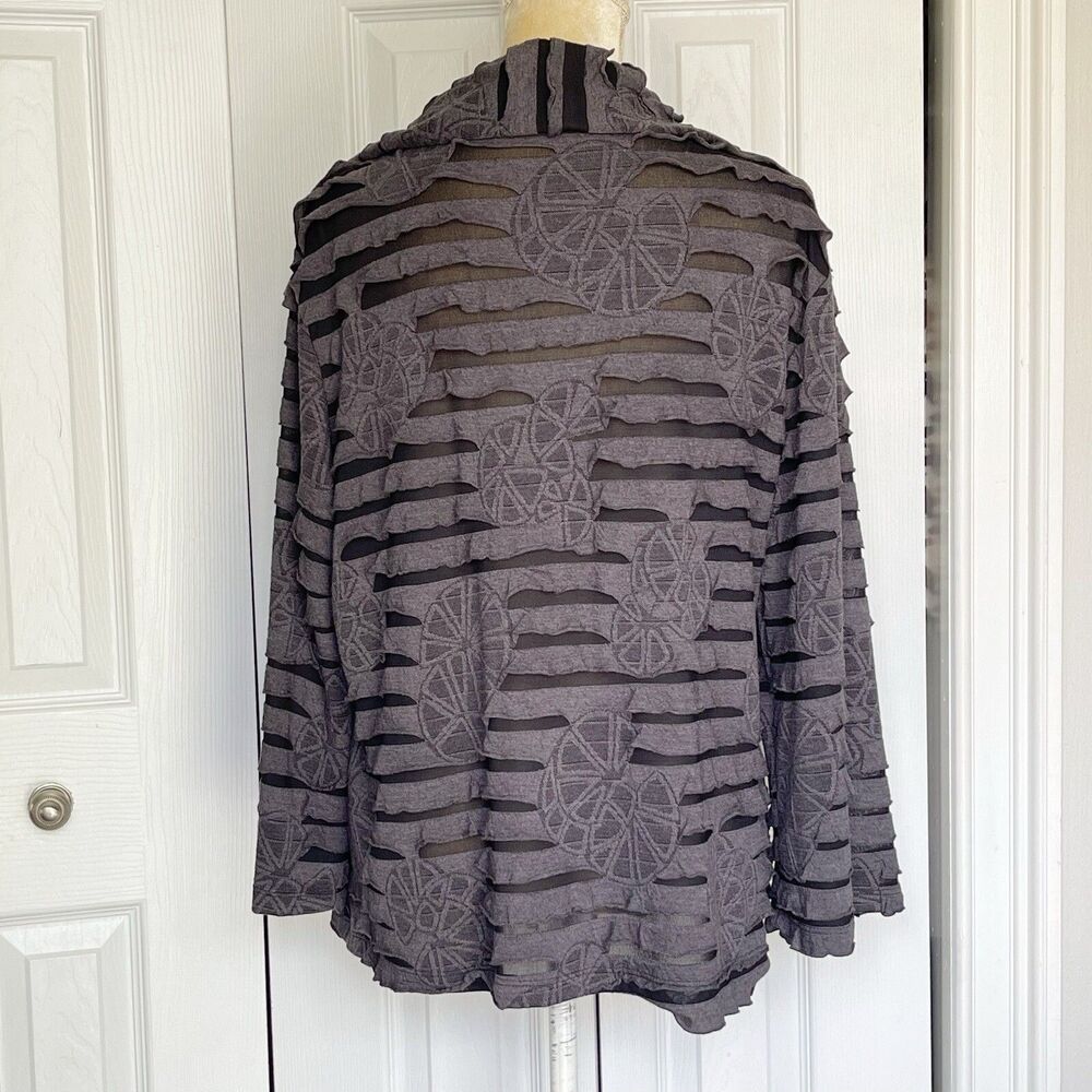 Women’s Sweater Draped Cardigan Size Large Gray Long Sleeve - Picture 3 of 16